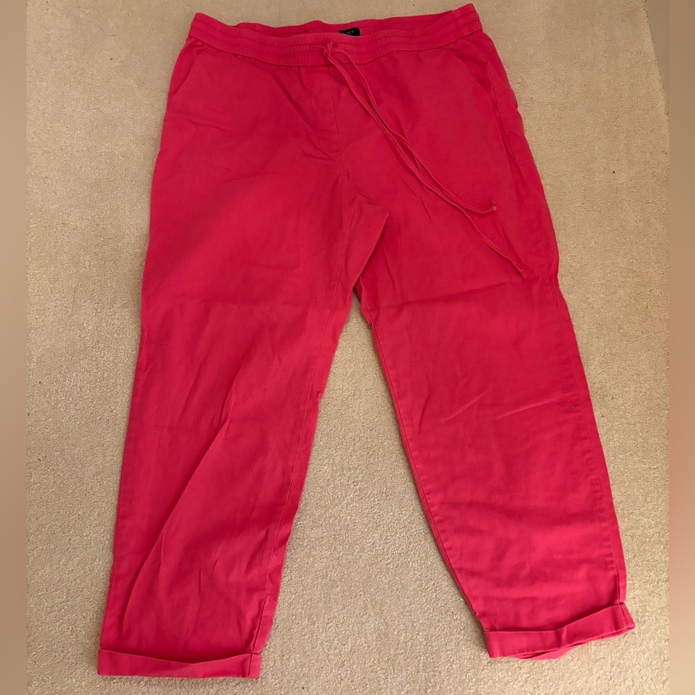J.Crew Linen cotton drawstring pants- pink. Size 16.